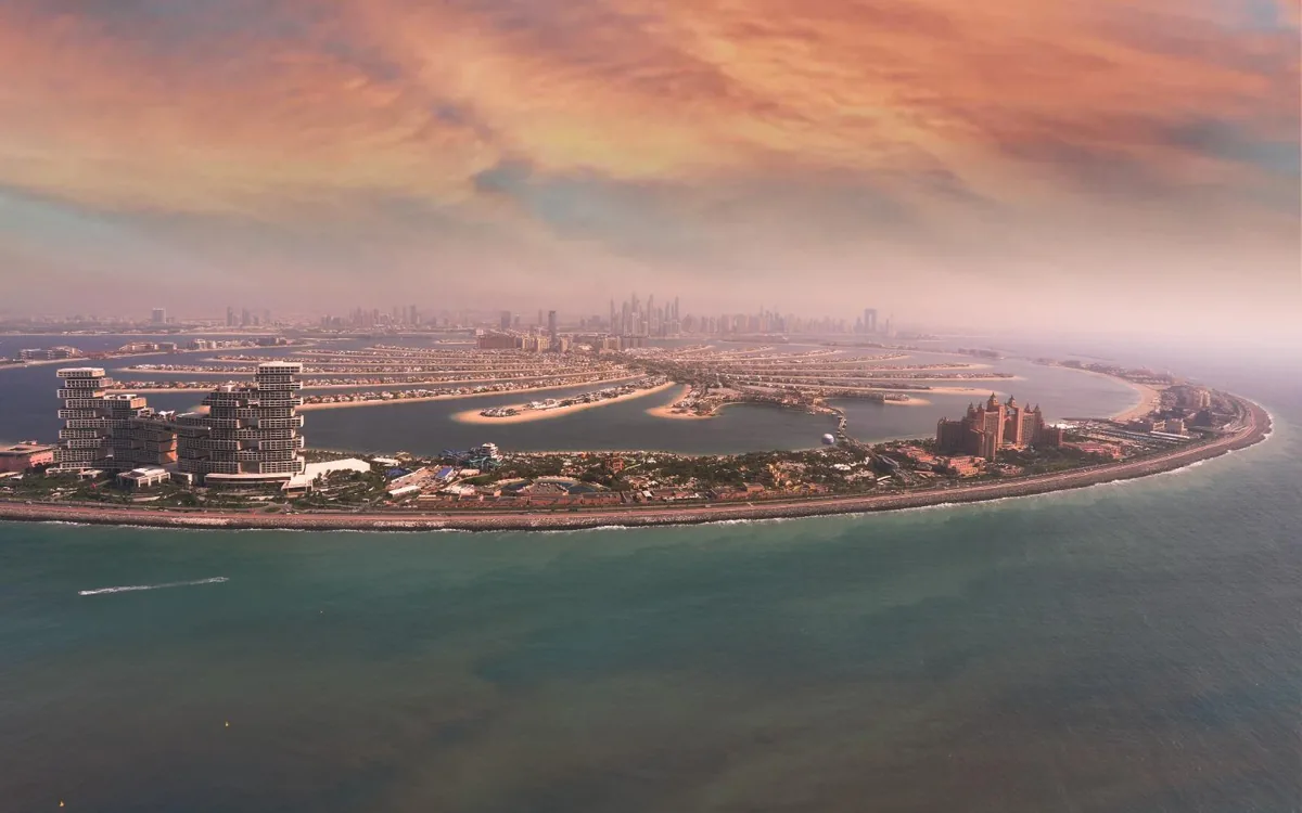 Palm Jumeirah seen from the air in Dubai